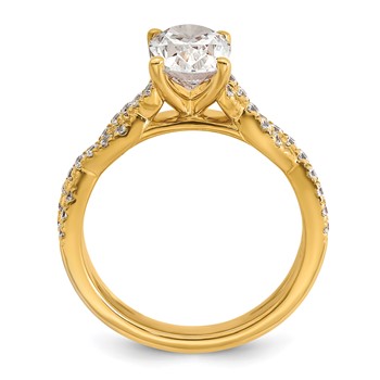 14k 1 7/8 carat Lab Grown Diamond VS+ F+ Oval Complete Engagement Ring — alternate view
