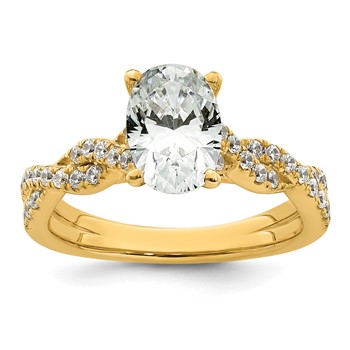 14k 1 7/8 carat Certified Lab Grown Diamond VS+ F+ Oval Complete Engagement Ring