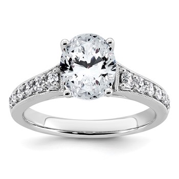 14k White Gold 1 7/8 carat Certified Lab Grown Diamond VS+ F+ Oval Complete Engagement Ring