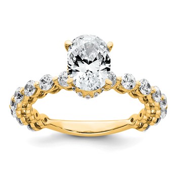 14k 2 5/8 carat Certified Lab Grown Diamond VS+ F+ Oval Complete Engagement Ring