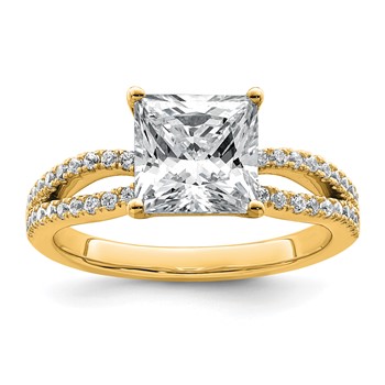 14k 2 carat Lab Grown Diamond VS+ F+ Princess Complete Engagement Ring
