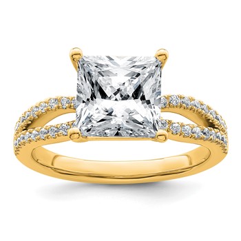 14k 2 3/4 carat Lab Grown Diamond VS+ F+ Princess Complete Engagement Ring