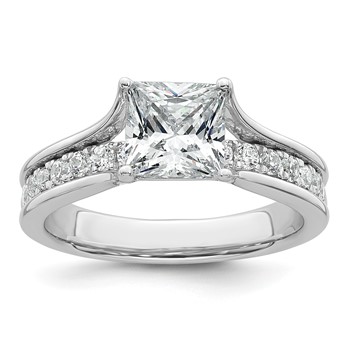 14k White Gold 1 7/8 carat Lab Grown Diamond VS+ F+ Princess Complete Engagement Ring