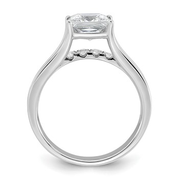 14k White Gold 2 1/2 carat Certified Lab Grown Diamond VS+ F+ Princess Complete Engagement Ring — alternate view