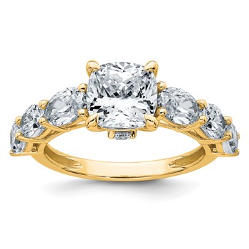 14k 3 3/4 carat Certified Lab Grown Diamond VS+ F+ Cushion Complete Engagement Ring