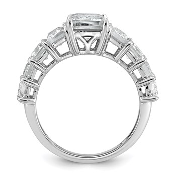 14k White Gold 5 carat Lab Grown Diamond VS+ F+ Emerald Complete Shared Prong Engagement Ring — alternate view