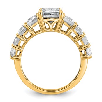 14k 5 carat Lab Grown Diamond VS+ F+ Emerald Complete Shared Prong Engagement Ring — alternate view