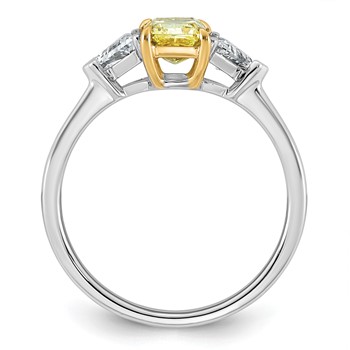 Emma Grace 14K Two-Tone 1 1/2 carat Certified Lab Grown Diamond VS+ Radiant Vivid Yellow & VS+ F+ Trillion Complete Ring — alternate view