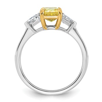 Emma Grace 14K Two-Tone 2 carat Certified Lab Grown Diamond VS+ Radiant Vivid Yellow & VS+ F+ Trillion Complete Ring — alternate view
