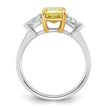 Emma Grace 14K Two-Tone 2 1/2 carat Certified Lab Grown Diamond VS+ Radiant Vivid Yellow & VS+ F+ Trillion Complete Ring — alternate view