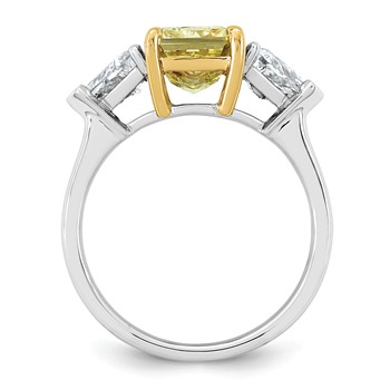 Emma Grace 14K Two-Tone 4 carat Certified Lab Grown Diamond VS+ Radiant Vivid Yellow & VS+ F+ Trillion Complete Ring — alternate view