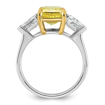 Emma Grace 14K Two-Tone 4 1/2 carat Certified Lab Grown Diamond VS+ Radiant Vivid Yellow & VS+ F+ Trillion Complete Ring — alternate view