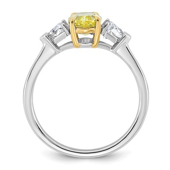 Emma Grace 14K Two-Tone 1 1/2 carat Certified Lab Grown Diamond VS+ Oval Vivid Yellow & VS+ F+ Trillion Complete Ring — alternate view