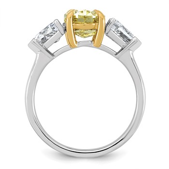 Emma Grace 14K Two-Tone 4 carat Certified Lab Grown Diamond VS+ Oval Vivid Yellow & VS+ F+ Trillion Complete Ring — alternate view