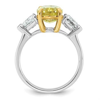 Emma Grace 14K Two-Tone 4 1/2 carat Certified Lab Grown Diamond VS+ Oval Vivid Yellow & VS+ F+ Trillion Complete Ring — alternate view
