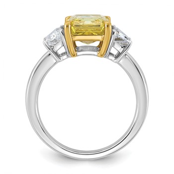 Emma Grace 14K Two-Tone 4 1/2 carat Certified Lab Grown Diamond VS+ Radiant Vivid Yellow & VS+ F+ Trapezoid Complete Ring — alternate view