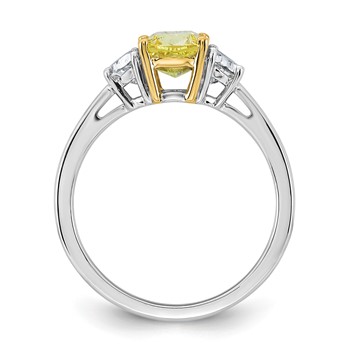 Emma Grace 14K Two-Tone 2 1/2 carat Certified Lab Grown Diamond VS+ Long Cushion Vivid Yellow & VS+ F+ Half Moon Complete Ring — alternate view