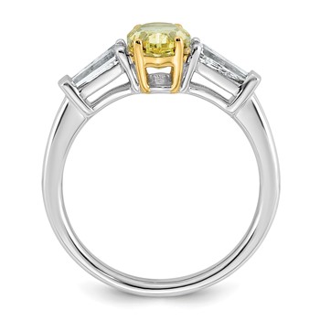Emma Grace 14K Two-Tone 1 1/2 carat Certified Lab Grown Diamond VS+ Oval Vivid Yellow & VS+ F+ Baguette Complete Ring — alternate view