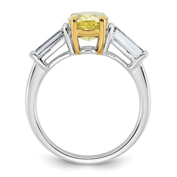 Emma Grace 14K Two-Tone 2 3/4 carat Certified Lab Grown Diamond VS+ Oval Vivid Yellow & VS+ F+ Baguette Complete Ring — alternate view