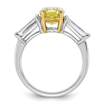 Emma Grace 14K Two-Tone 4 1/2 carat Certified Lab Grown Diamond VS+ Oval Vivid Yellow & VS+ F+ Baguette Complete Ring — alternate view