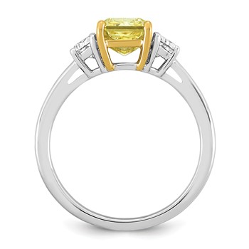 Emma Grace 14K Two-Tone 2 5/8 carat Certified Lab Grown Diamond VS+ Radiant Vivid Yellow & VS+ F+ Half Moon Complete Ring — alternate view