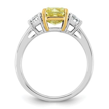 Emma Grace 14K Two-Tone 3 1/4 carat Certified Lab Grown Diamond VS+ Radiant Vivid Yellow & VS+ F+ Half Moon Complete Ring — alternate view
