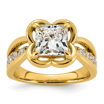 14ky 3ct Cert Princess Lab Grown Dia VS+ F+ Complete Ring