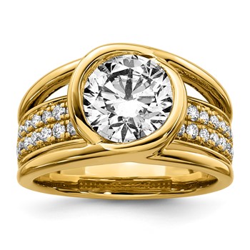 14ky 3ct Cert Round Lab Grown Dia VS+ F+ Comp Ring