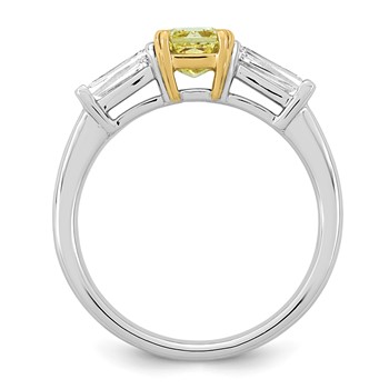 Emma Grace 14K Two-Tone 1 1/2 carat Certified Lab Grown Diamond VS+ Radiant Vivid Yellow & VS+ F+ Baguette Complete Ring — alternate view
