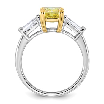 Emma Grace 14K Two-Tone 2 3/4 carat Certified Lab Grown Diamond VS+ Radiant Vivid Yellow & VS+ F+ Baguette Complete Ring — alternate view