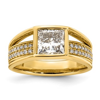 14ky 1 3/4ct Cert Princess Lab Grown Dia VS+ F+ Comp Ring