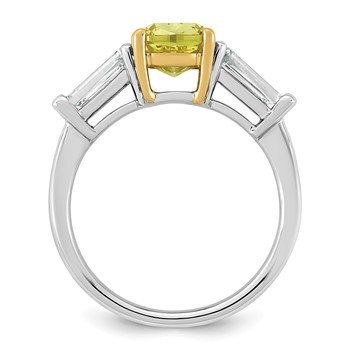 Emma Grace 14K Two-Tone 3 5/8 carat Certified Lab Grown Diamond VS+ Long Cushion Vivid Yellow & VS+ F+ Baguette Complete Ring — alternate view