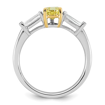 Emma Grace 14K Two-Tone 1 5/8 carat Certified Lab Grown Diamond VS+ Pear Vivid Yellow & VS+ F+ Baguette Complete Ring — alternate view