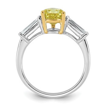 Emma Grace 14K Two-Tone 3 1/2 carat Certified Lab Grown Diamond VS+ Pear Vivid Yellow & VS+ F+ Baguette Complete Ring — alternate view