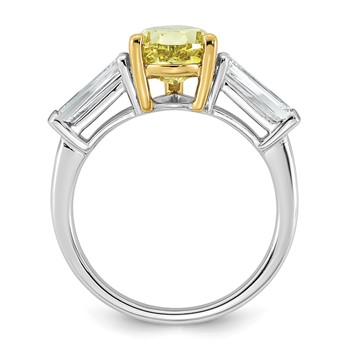 Emma Grace 14K Two-Tone 4 1/3 carat Certified Lab Grown Diamond VS+ Pear Vivid Yellow & VS+ F+ Baguette Complete Ring — alternate view