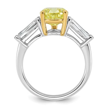 Emma Grace 14K Two-Tone 4 7/8 carat Certified Lab Grown Diamond VS+ Pear Vivid Yellow & VS+ F+ Baguette Complete Ring — alternate view