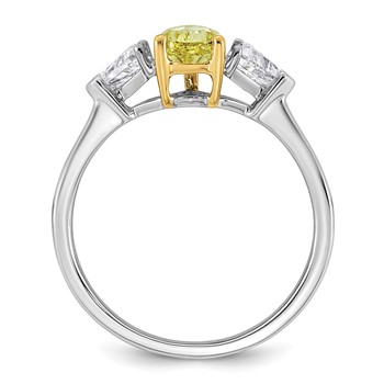 Emma Grace 14K Two-Tone 1 1/2 carat Certified Lab Grown Diamond VS+ Pear Vivid Yellow & VS+ F+ Trillion Complete Ring — alternate view