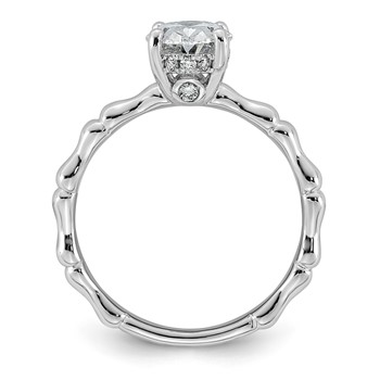 14kw 1 5/8ct Cert Oval Center Lab Grown Diamond VS+ F+ Comp Ring — alternate view