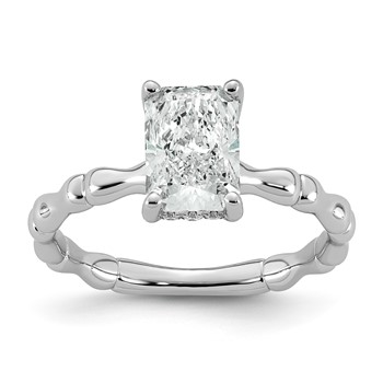 14kw 1 5/8ct Cert Radiant Center Lab Grown Diamond VS+ F+ Comp Ring