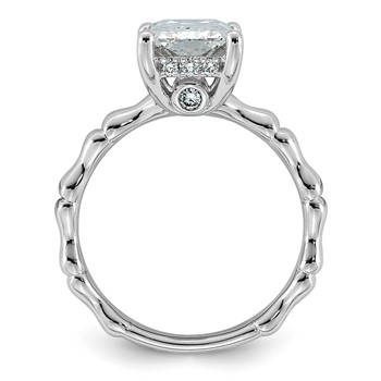 14kw 3 1/5ct Cert Radiant Center Lab Grown Diamond VS+ F+ Comp Ring — alternate view