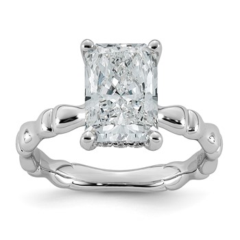 14kw 3 1/5ct Cert Radiant Center Lab Grown Diamond VS+ F+ Comp Ring