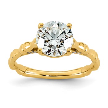 14ky 2 1/8ct Cert Round Center Lab Grown Diamond VS+ F+ Comp Ring