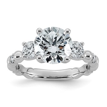 14kw 3 1/6ct Cert Round Center Lab Grown Diamond VS+ F+ Comp Ring
