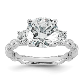 14kw 3 5/8ct Cert Round Center Lab Grown Diamond VS+ F+ Comp Ring