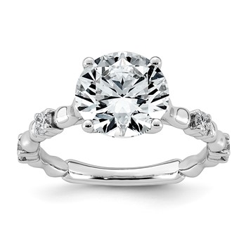 14kw 3 1/4ct Cert Round Center Lab Grown Diamond VS+ F+ Comp Ring