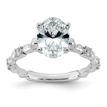 14kw 2 1/6ct Certified Oval Center Lab Grown Diamond VS+ F+ Comp Ring