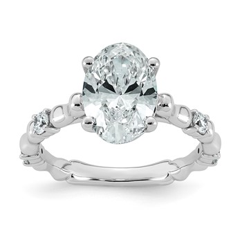 14kw 2 3/4ct Certified Oval Center Lab Grown Diamond VS+ F+ Comp Ring