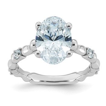 14kw 3 1/4ct Certified Oval Center Lab Grown Diamond VS+ F+ Comp Ring