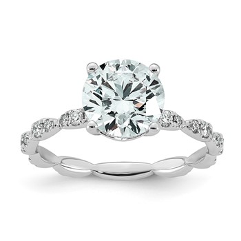 14kw 2 1/3ct Certified Round Center Lab Grown Diamond VS+ F+ Comp Ring