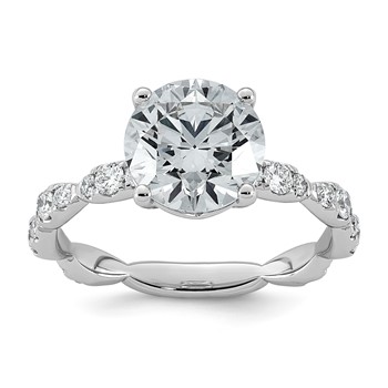 14kw 3ct Certified Round Center Lab Grown Diamond VS+ F+ Comp Ring